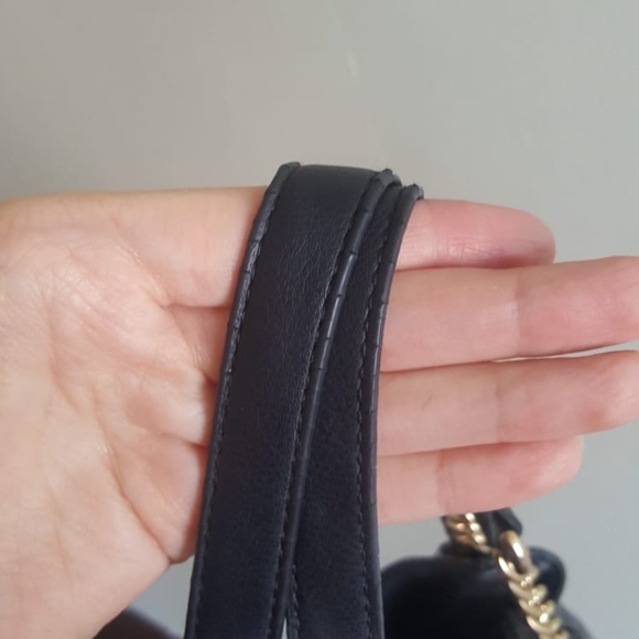 BEBE Colette Triple Entry Black Gold Chain Bag - Picture 7 of 8